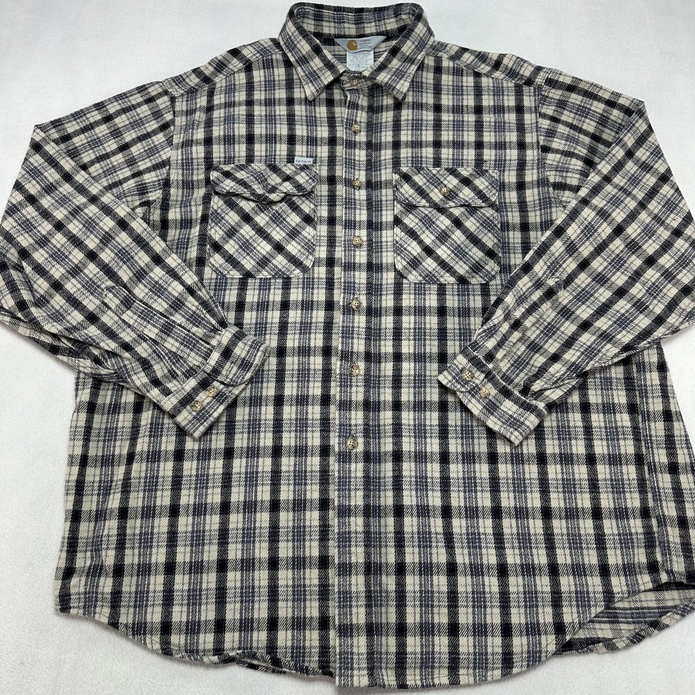Vintage Carhartt Shirt Mens 2XL Plaid Flannel Long Sleeve Button Up Workwear USA